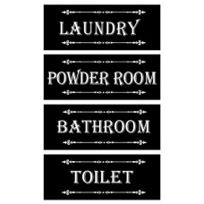 Country Wooden Hanging BLACK SIGNS Toilet Bathroom Laundry Powder Room Plaque...   112930347148